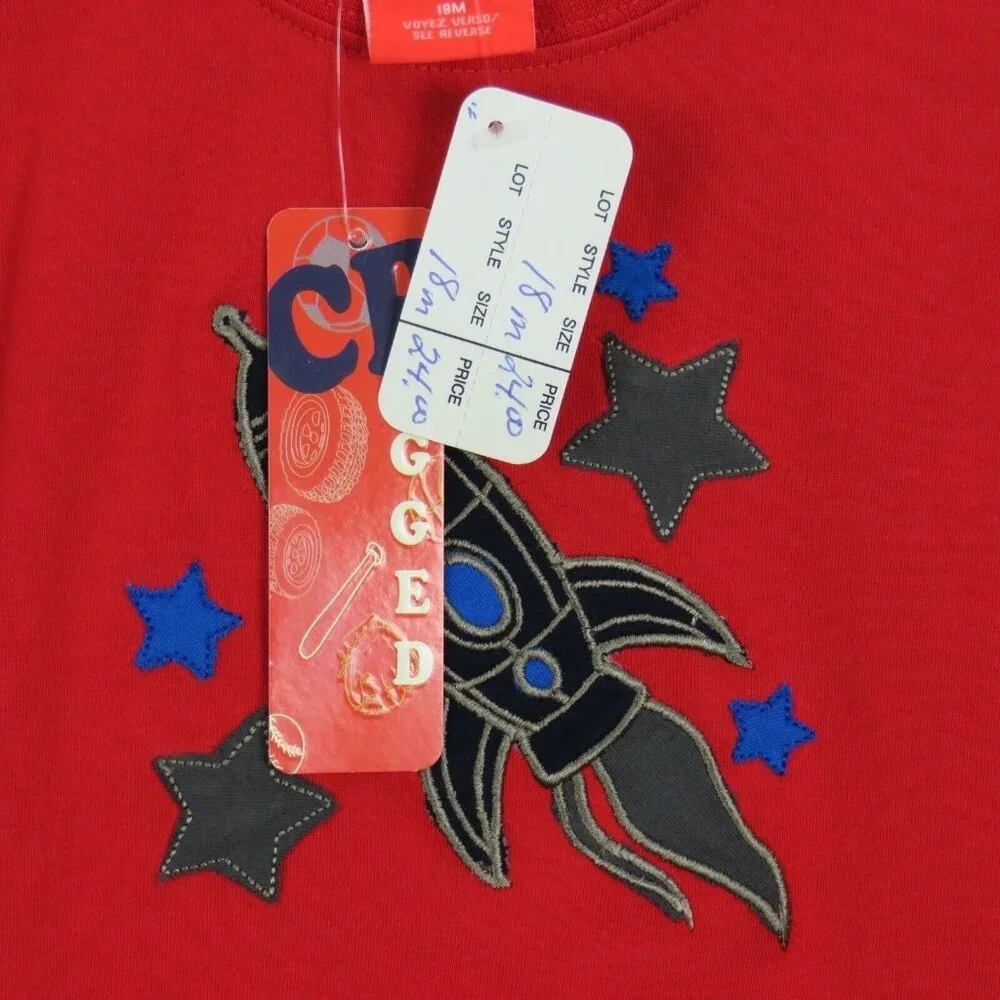 CR Rugged Boys Red Long Sleeve T-Shirt 18M With Rocket & Star Design Toddler Pul - Picture 3 of 3